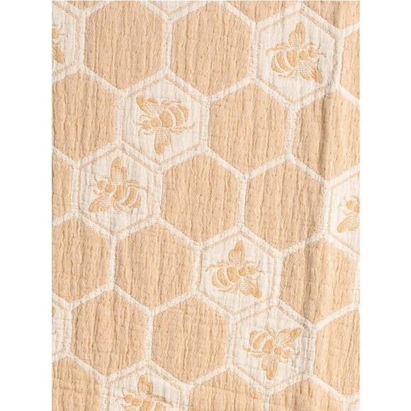 Gold Bumblebee Honeycomb Throw Blanket 50x70 Cotton Made in Portugal NEW - Picture 3 of 5